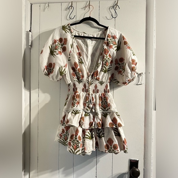 ANTHROPOLOGIE Floral Puff Sleeve Romper - Picture 1 of 6